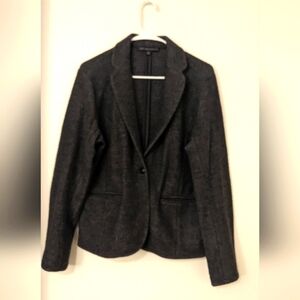 Brooks Brothers Cardigan Gray Wool Blend w/leather sleeve patches/collar